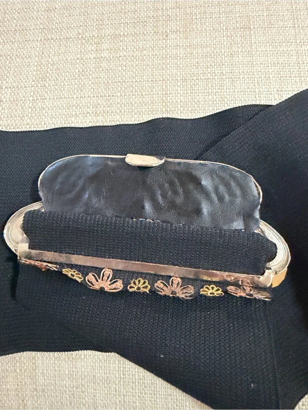 Vintage European Crystal Stretch Belt black Wide Waist Belt Resourt Glamour
